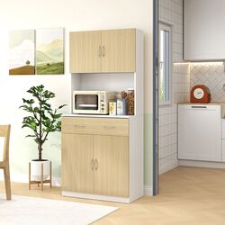 Буфет Homcom 835-538V80ND 80x40x180 cm (White/Natural Oak) Thumb