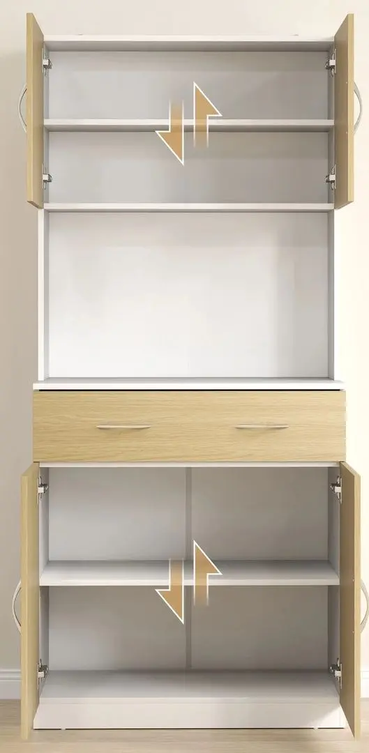 Буфет Homcom 835-538V80ND 80x40x180 cm (White/Natural Oak)