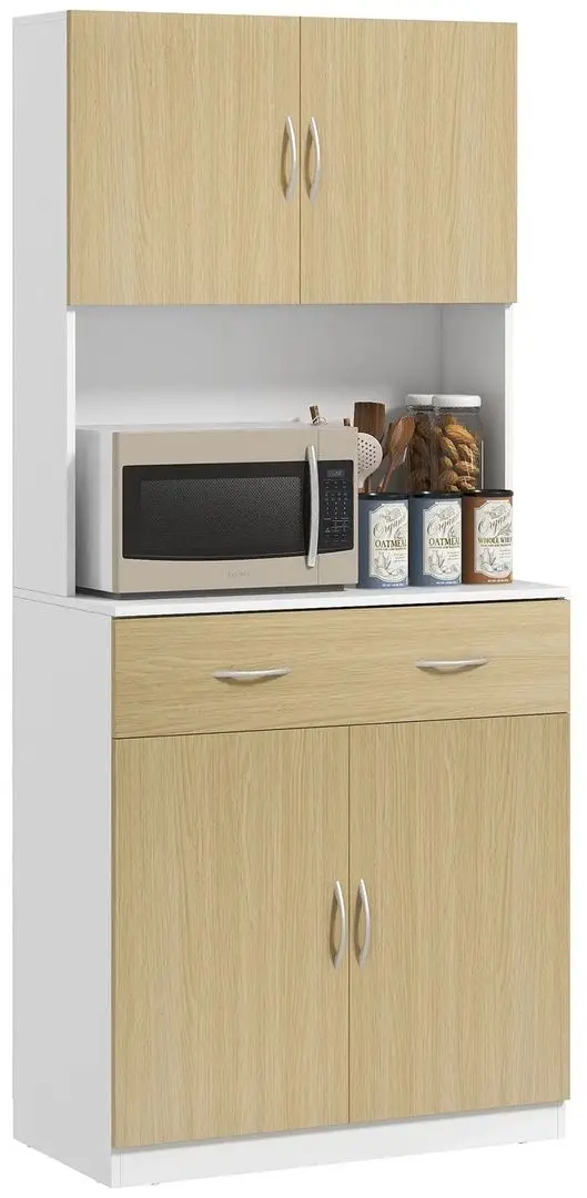 Буфет Homcom 835-538V80ND 80x40x180 cm (White/Natural Oak)