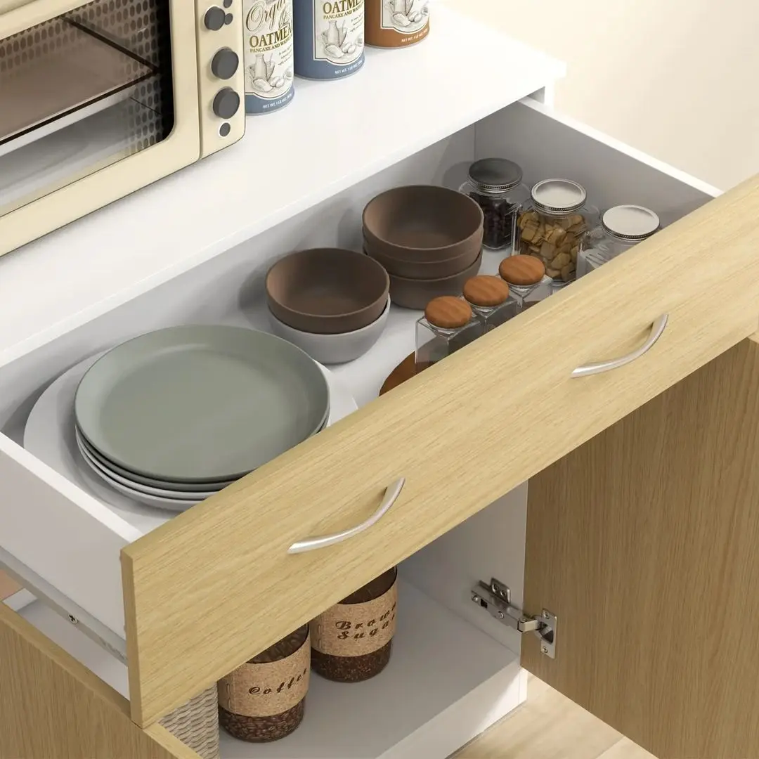 Буфет Homcom 835-538V80ND 80x40x180 cm (White/Natural Oak)