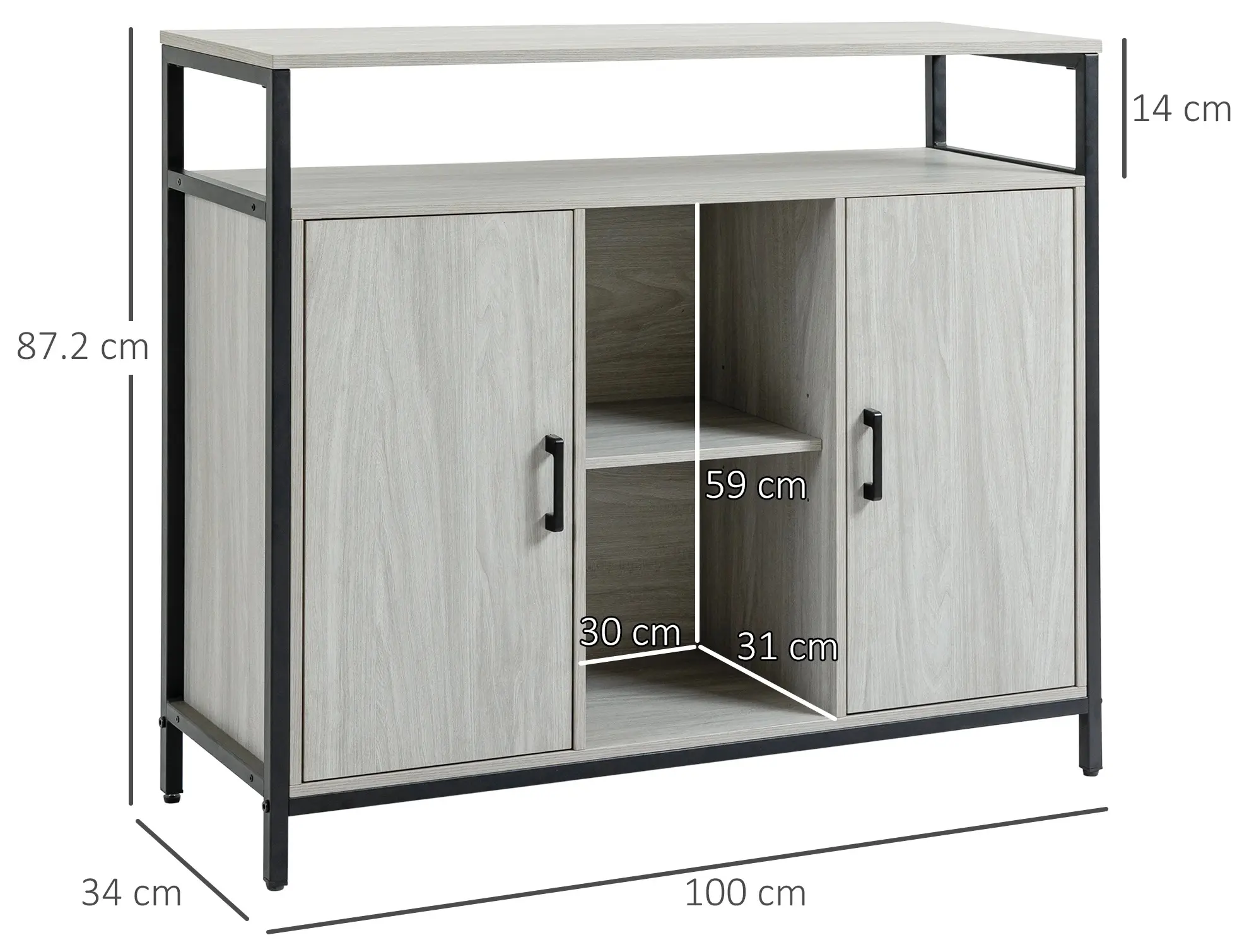 Буфет Homcom 835-675LG (Light Grey) - 4