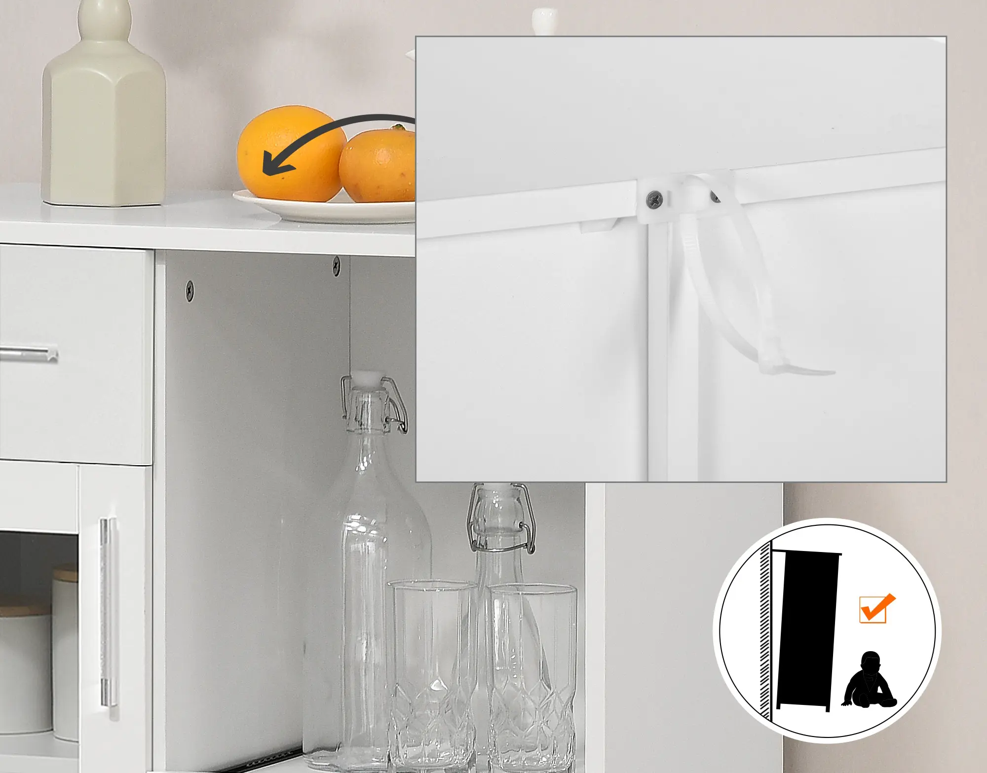 Буфет Homcom 835-802V00WT (White) - 7