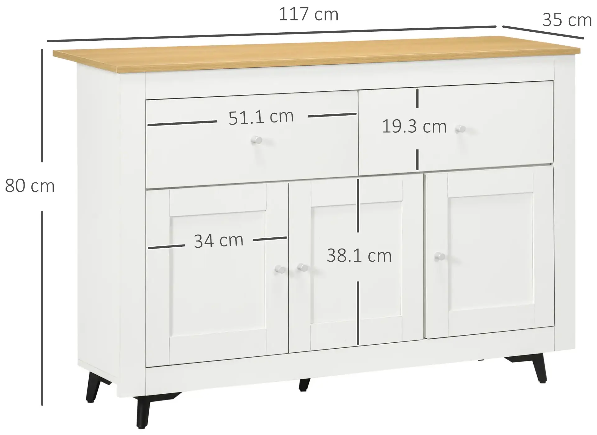 Буфет Homcom 835-902V00WT (White/Natural) - 4