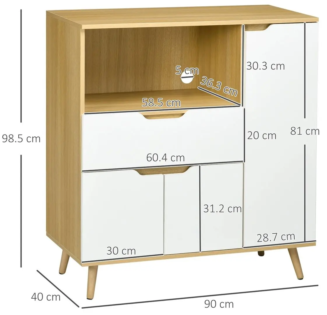 Буфет Homcom 835-905V00WT (White/Natural)