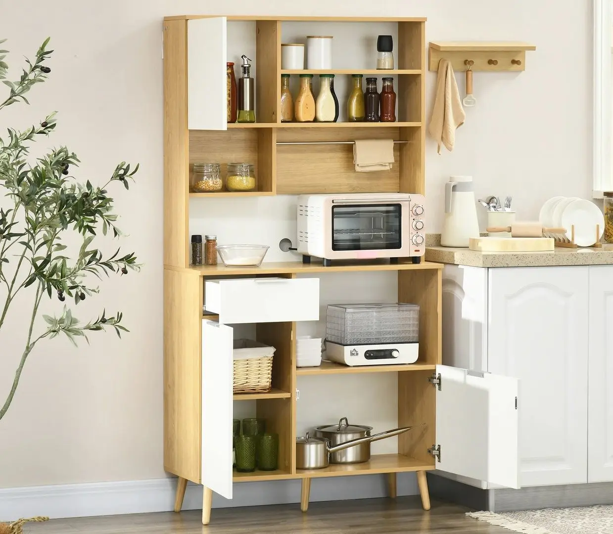 Bufet Homcom 835-986V00ND (White/Natural) - 2