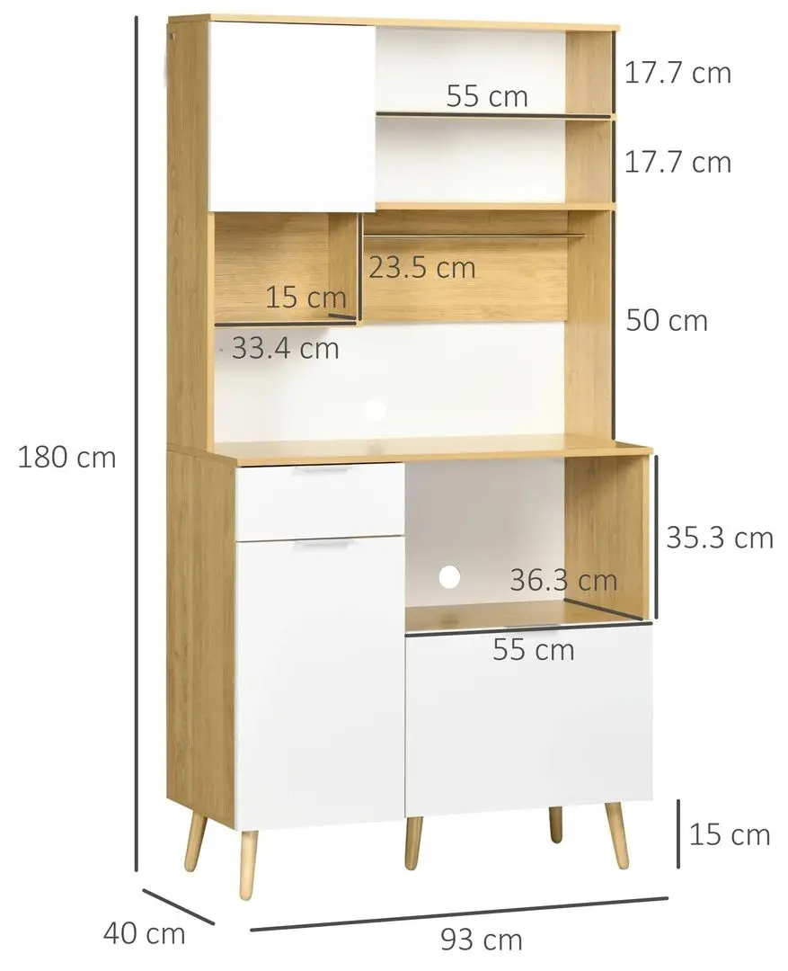 Bufet Homcom 835-986V00ND (White/Natural) - 8