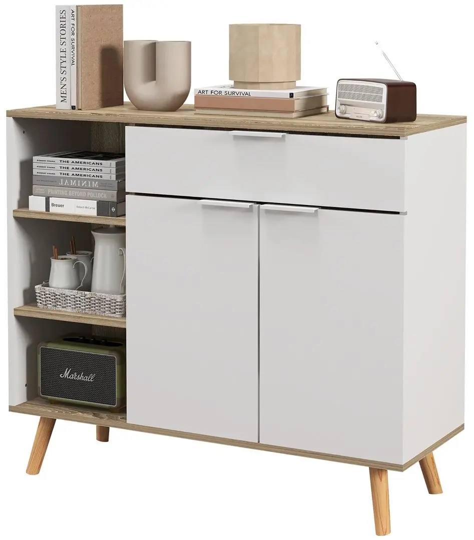 Bufet Homcom 839-882V80WT 95x35x85 cm (White/Oak)