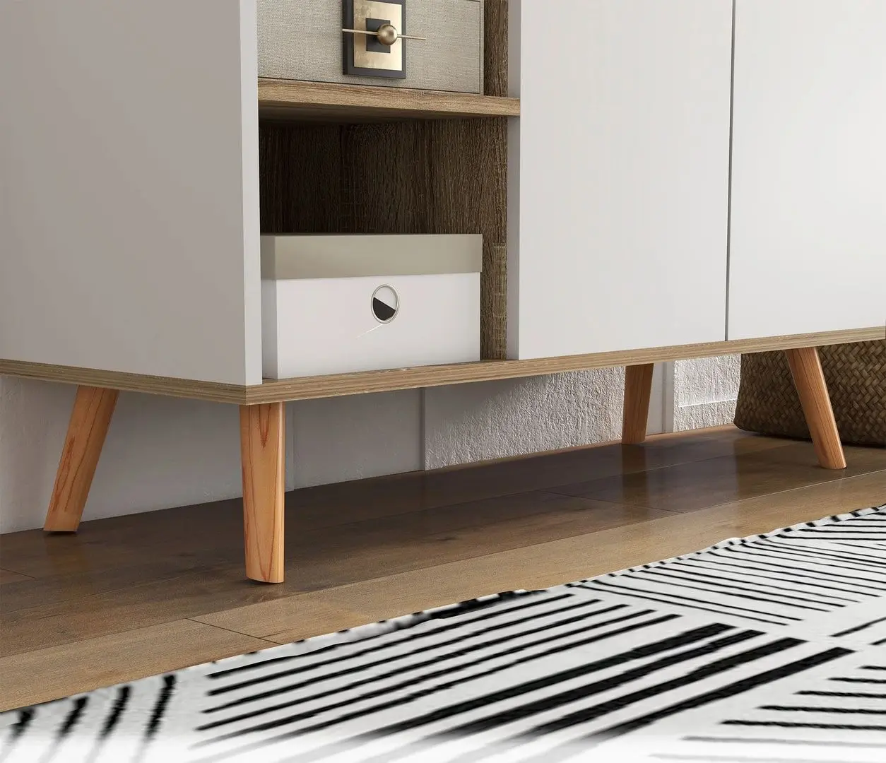 Bufet Homcom 839-882V80WT 95x35x85 cm (White/Oak)