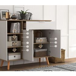 Bufet Homcom 839-882V80WT 95x35x85 cm (White/Oak) Thumb