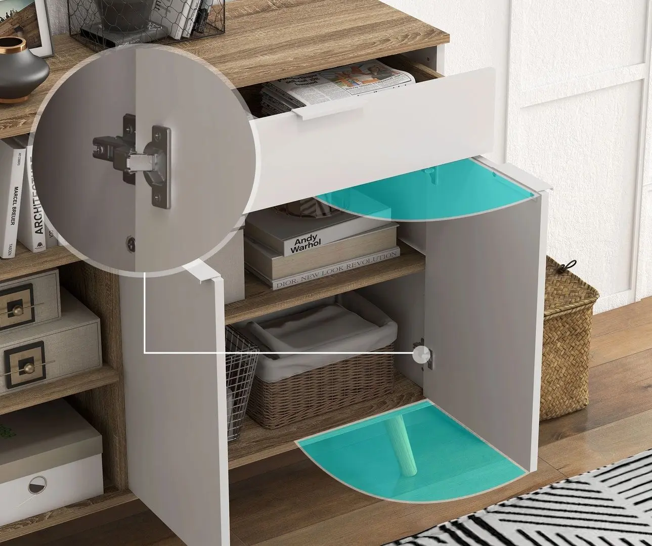 Bufet Homcom 839-882V80WT 95x35x85 cm (White/Oak)