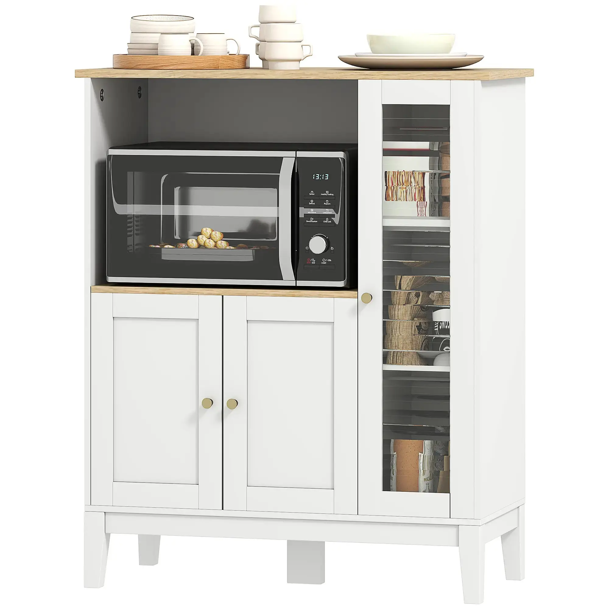 Буфет Homcom 83A-043V00WT (White/Natural) - 3