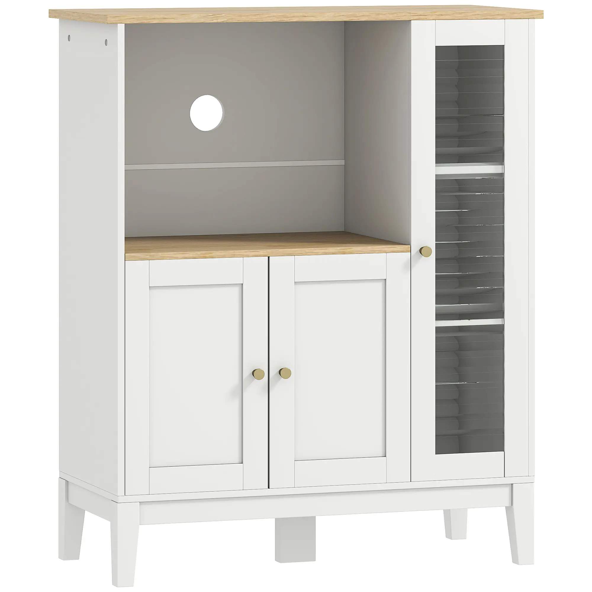 Буфет Homcom 83A-043V00WT (White/Natural) - 4