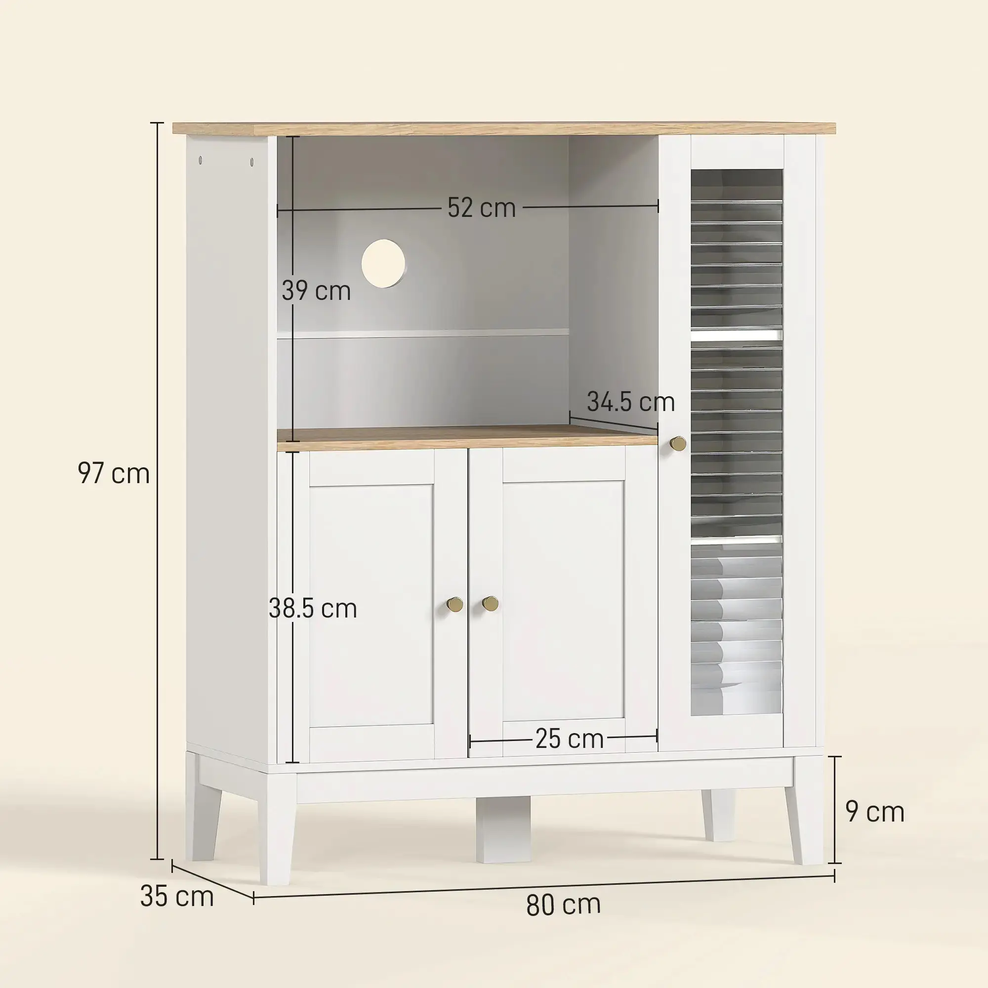 Буфет Homcom 83A-043V00WT (White/Natural) - 5