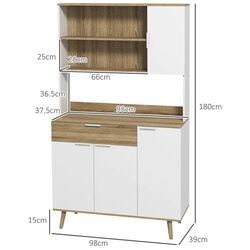 Bufet Homcom 83A-065V00WT 39x98x180 cm (White/Oak) Thumb