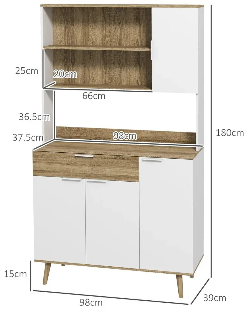 Bufet Homcom 83A-065V00WT 39x98x180 cm (White/Oak) - 2