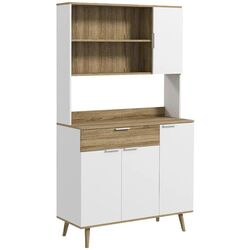 Bufet Homcom 83A-065V00WT 39x98x180 cm (White/Oak) Thumb