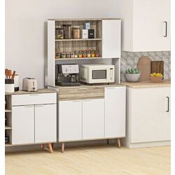 Bufet Homcom 83A-065V00WT 39x98x180 cm (White/Oak) Thumb