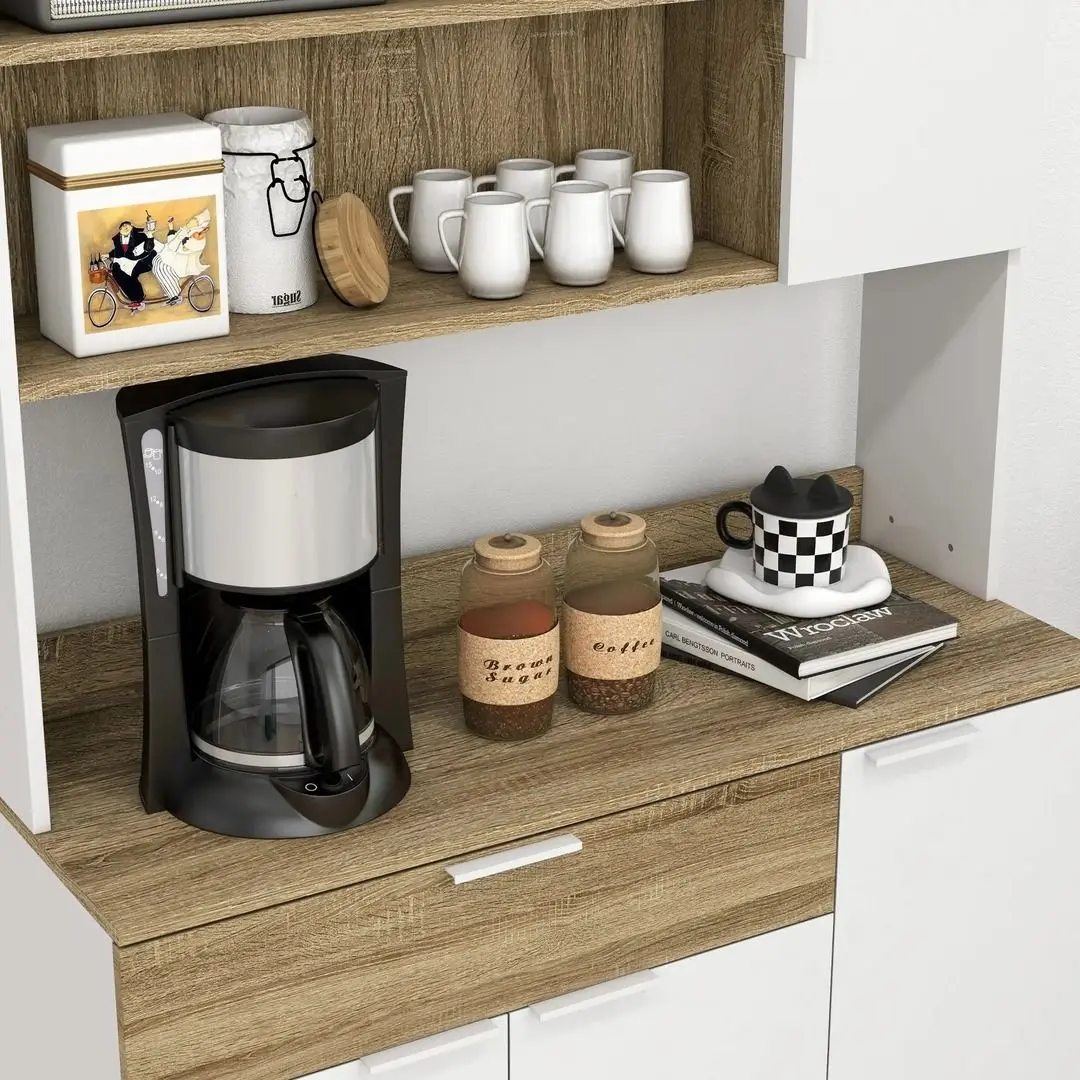 Bufet Homcom 83A-065V00WT 39x98x180 cm (White/Oak) - 5