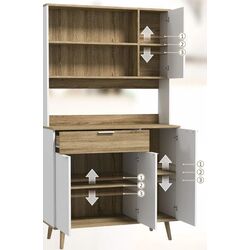 Bufet Homcom 83A-065V00WT 39x98x180 cm (White/Oak) Thumb