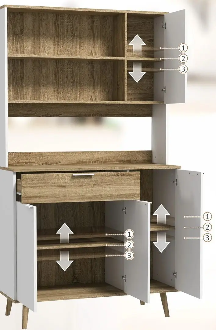 Bufet Homcom 83A-065V00WT 39x98x180 cm (White/Oak) - 6