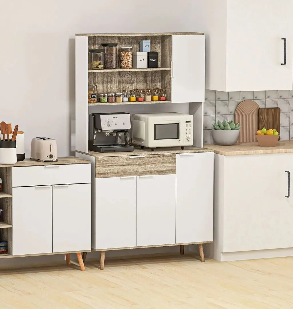 Bufet Homcom 83A-065V00WT 39x98x180 cm (White/Oak)