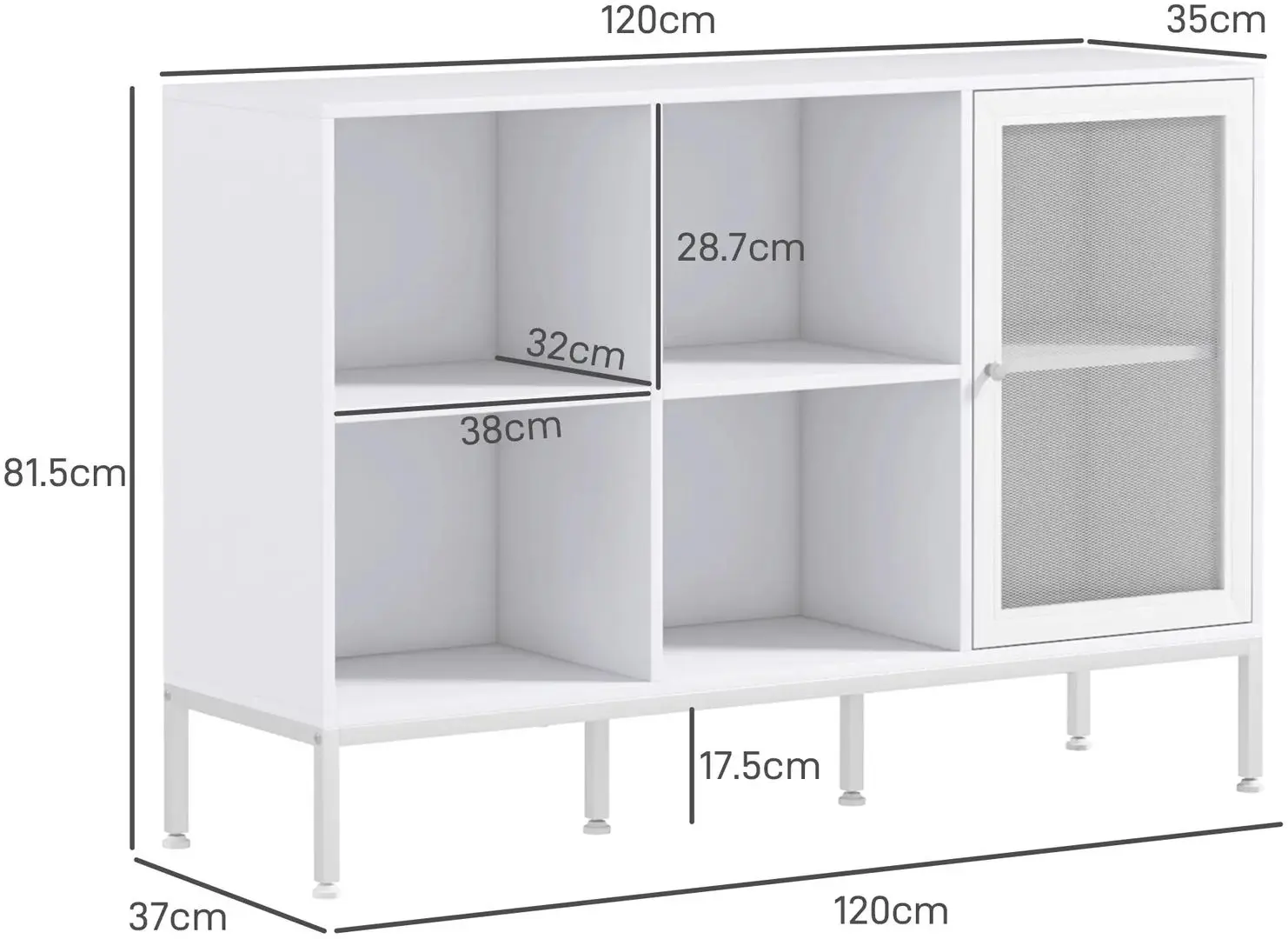 Буфет Homcom 83A-120V00WT 120x37x81 cm (White)