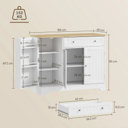 Bufet Homcom 83A-192V80WT (White/Oak) Thumb