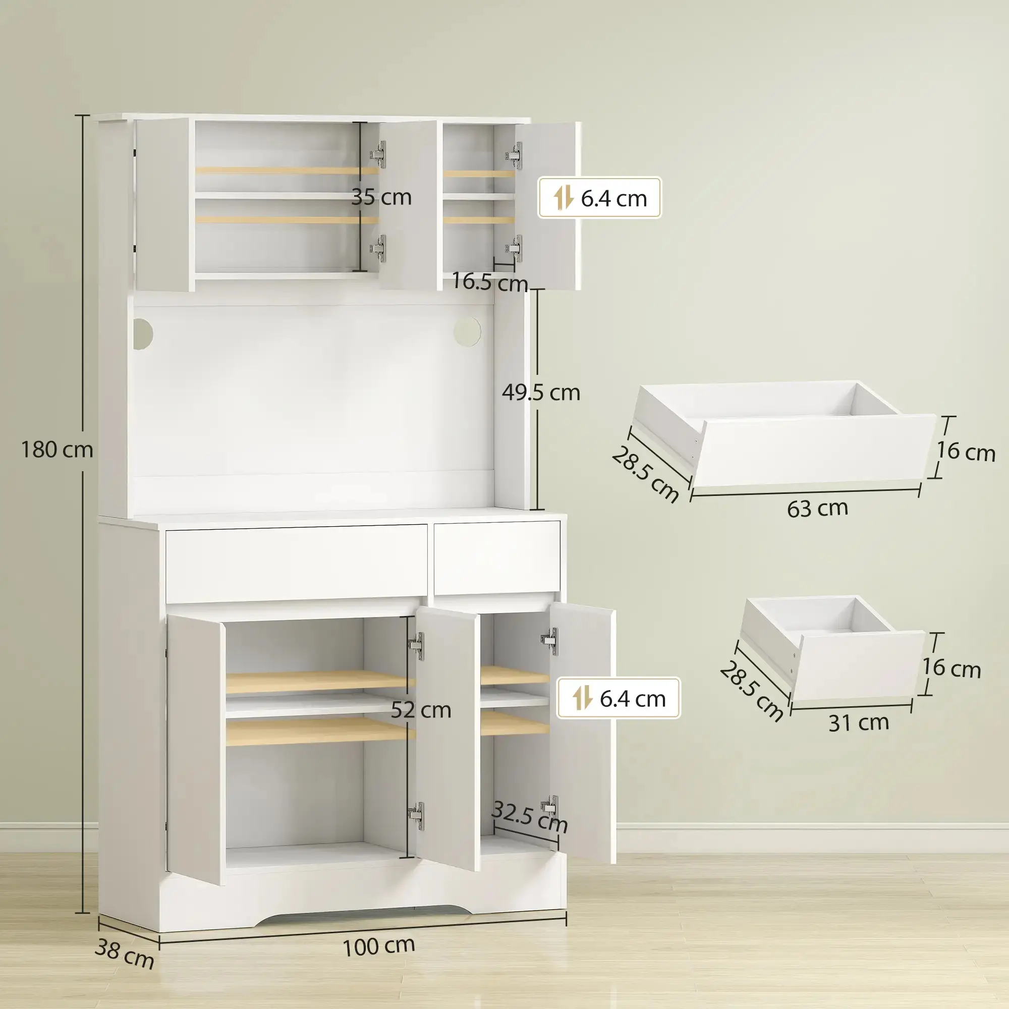 Bufet Homcom 83A-248V90WT (White) - 4