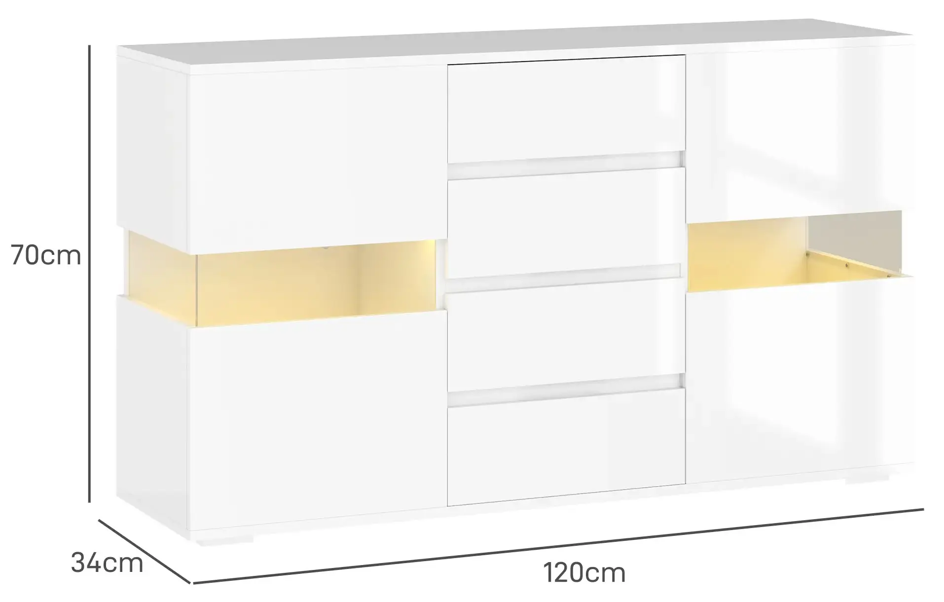 Буфет Homcom 83B-176V90WT (White Gloss) - 5
