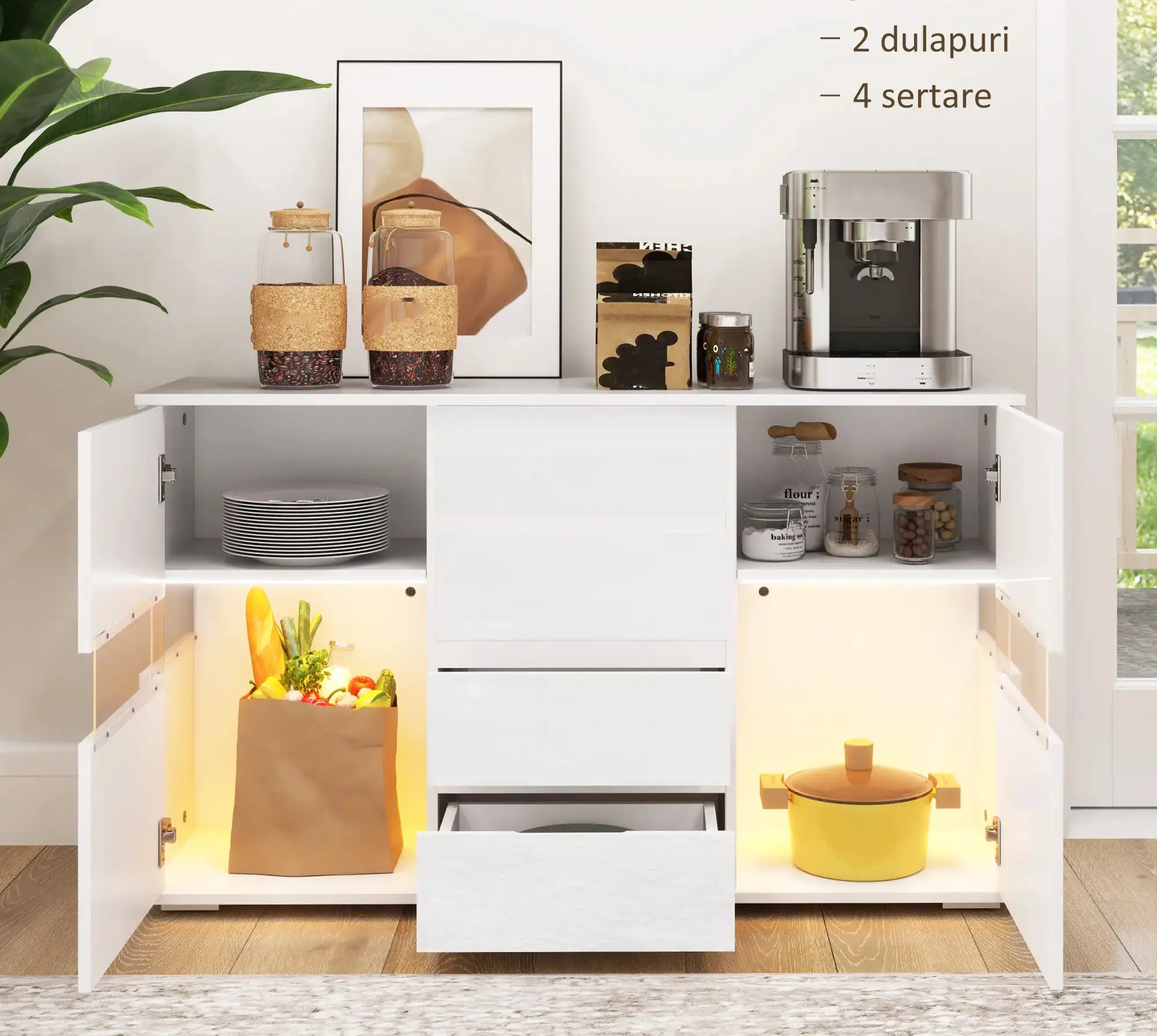 Буфет Homcom 83B-176V90WT (White Gloss) - 8