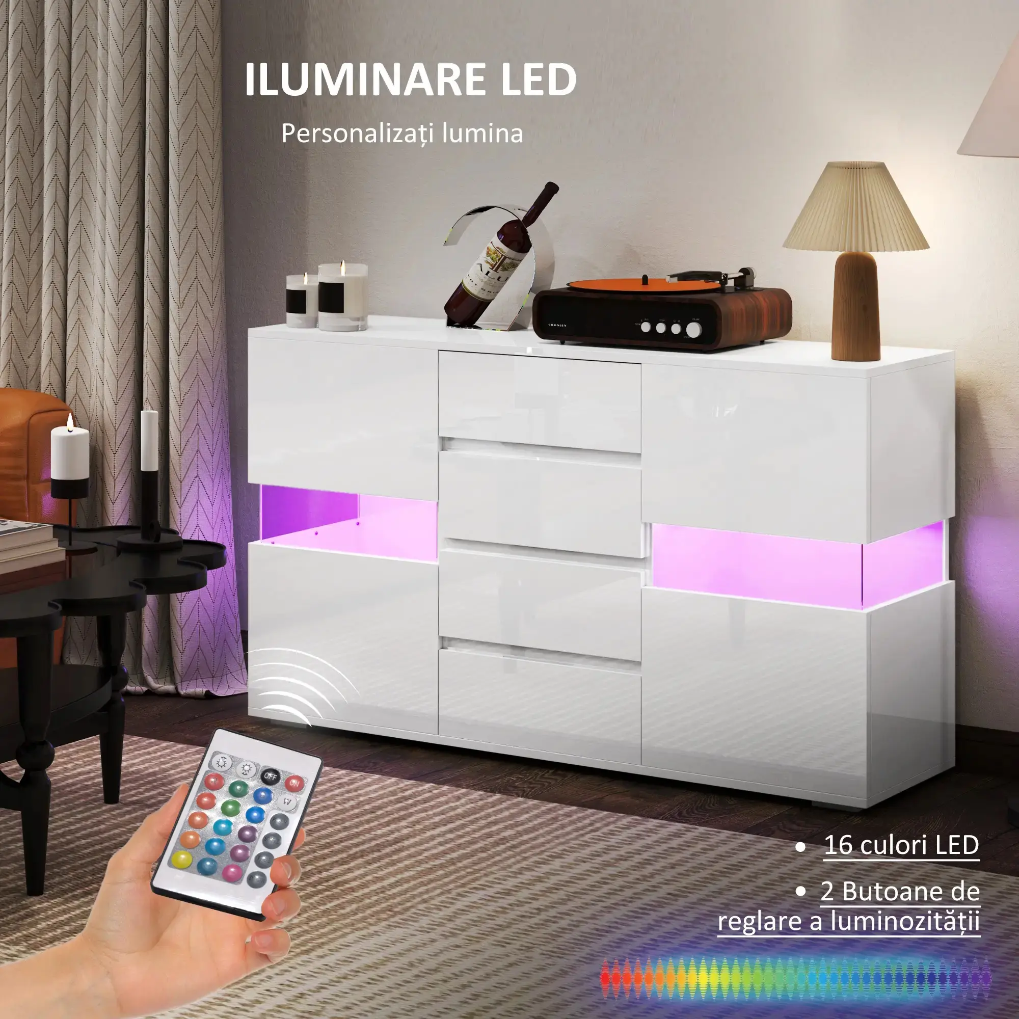 Буфет Homcom 83B-176V90WT (White Gloss) - 9