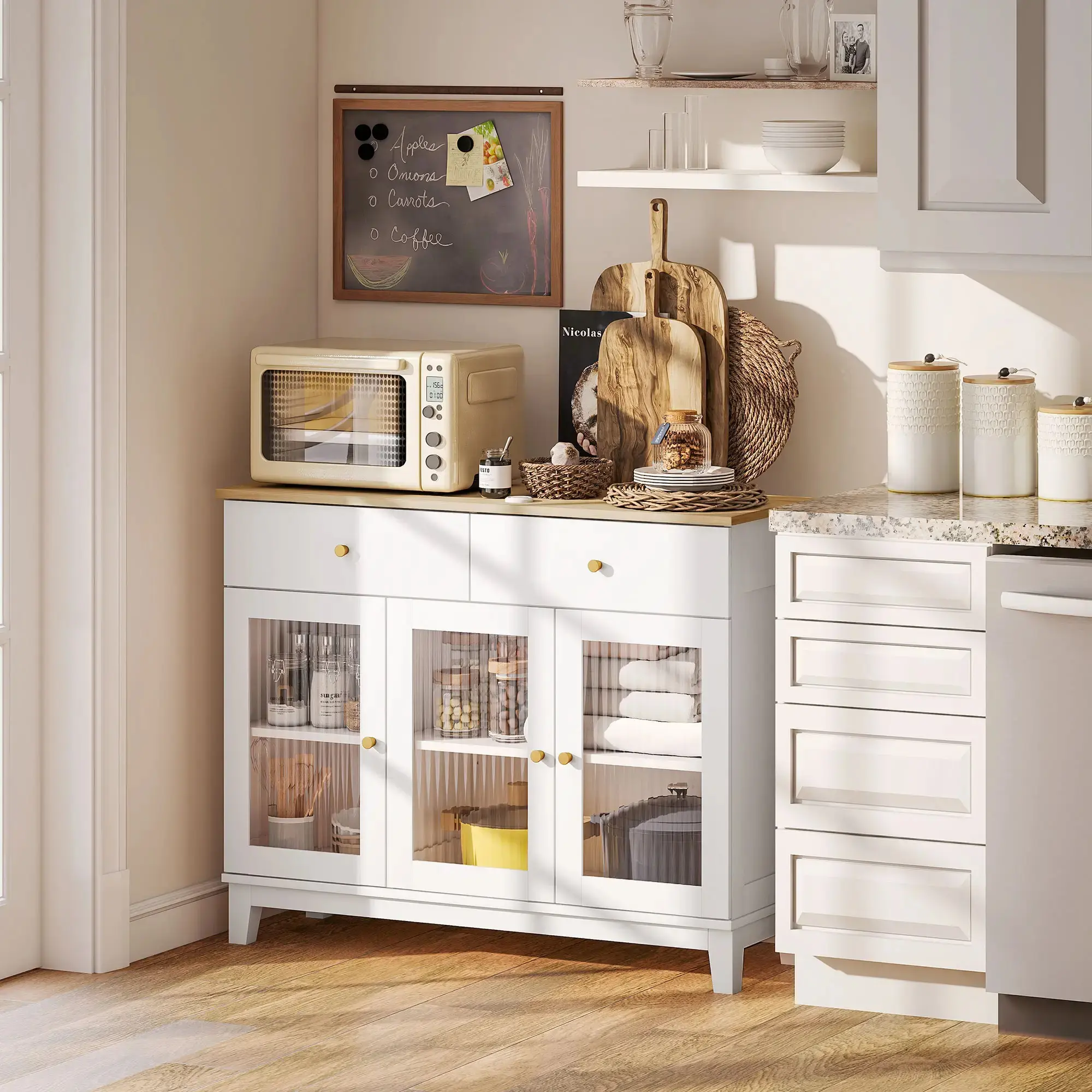 Буфет Homcom 83B-394V00WT (White/Oak) - 6
