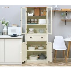 Сервант Homcom 835-602WT 76x40x182 cm (White-cream/Oak) Thumb