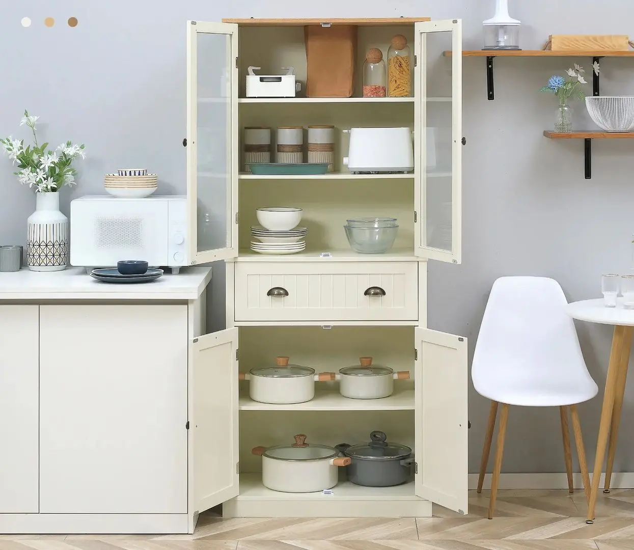 Сервант Homcom 835-602WT 76x40x182 cm (White-cream/Oak)