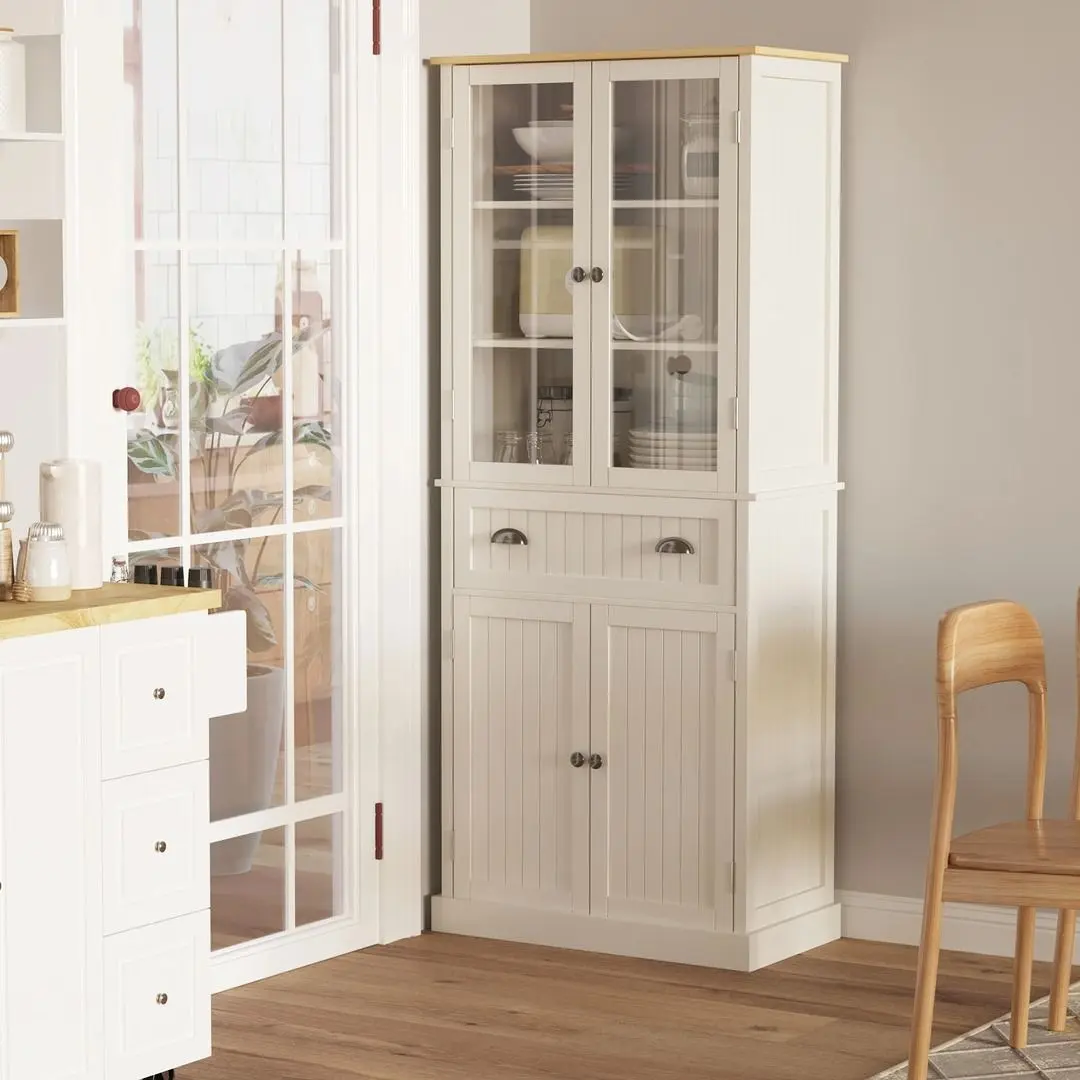 Сервант Homcom 835-602WT 76x40x182 cm (White-cream/Oak)