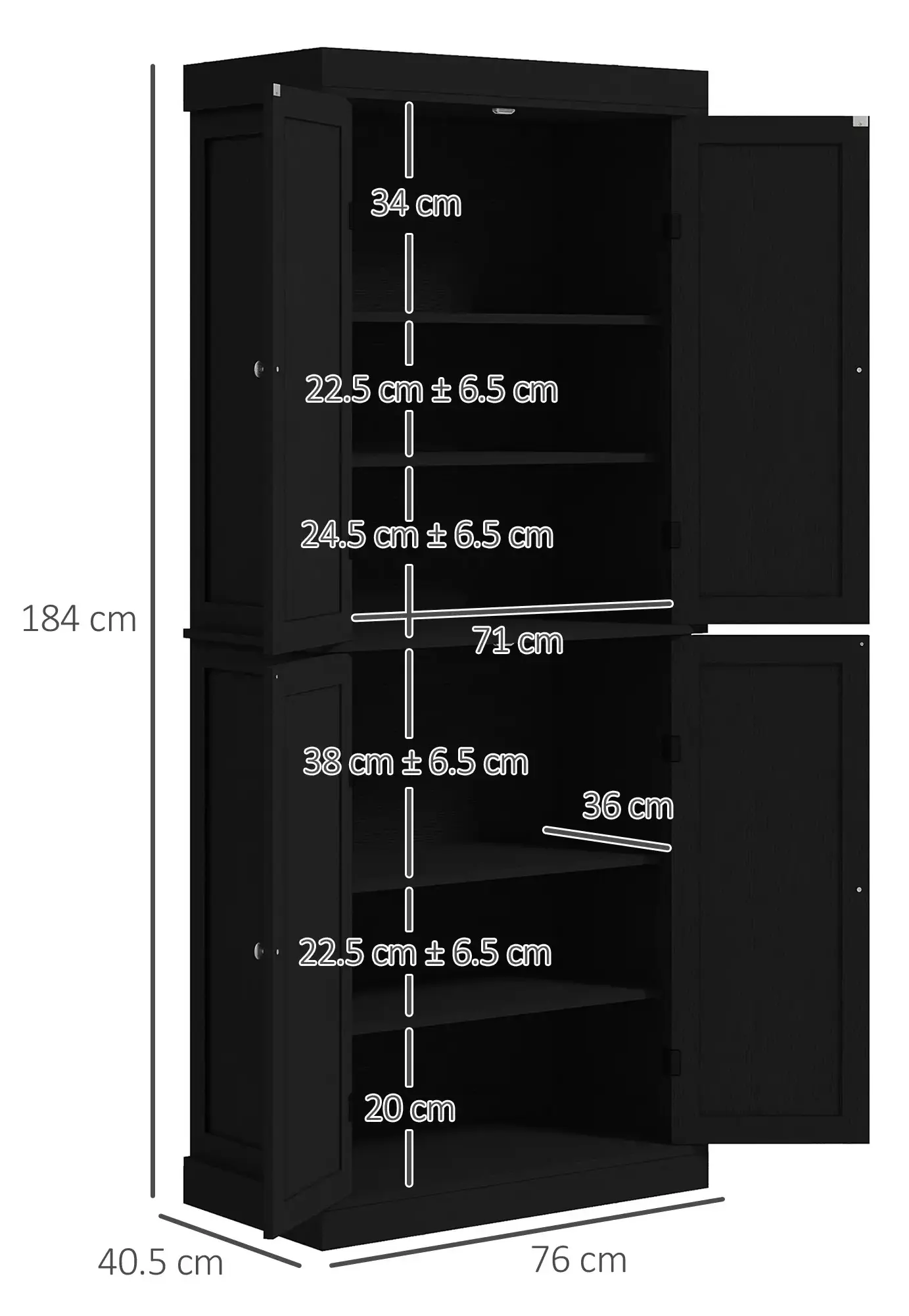 Шкаф-кладовка Homcom 835-118V82BK (Black) - 4