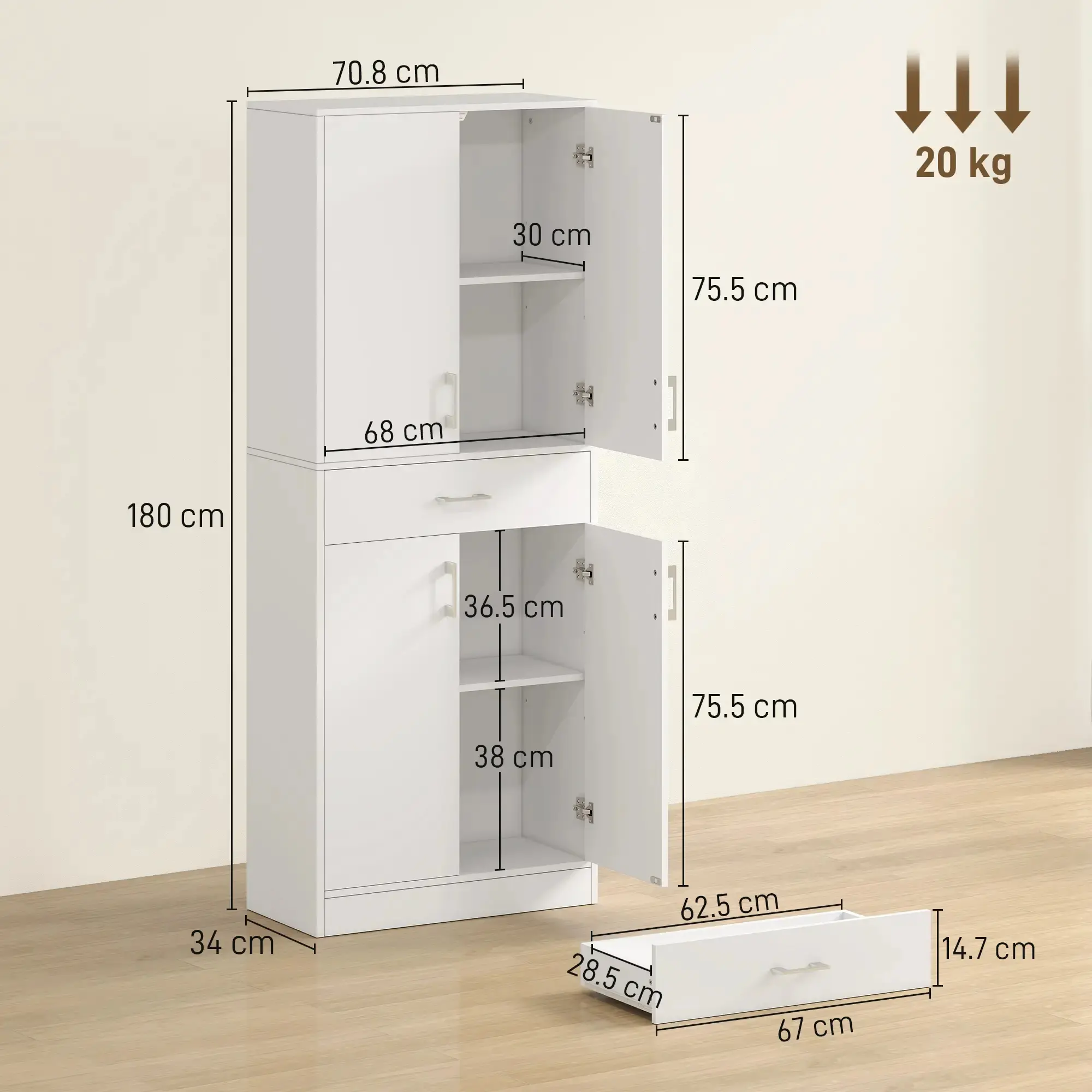 Шкаф-кладовка Homcom 83A-042V80WT (White) - 6
