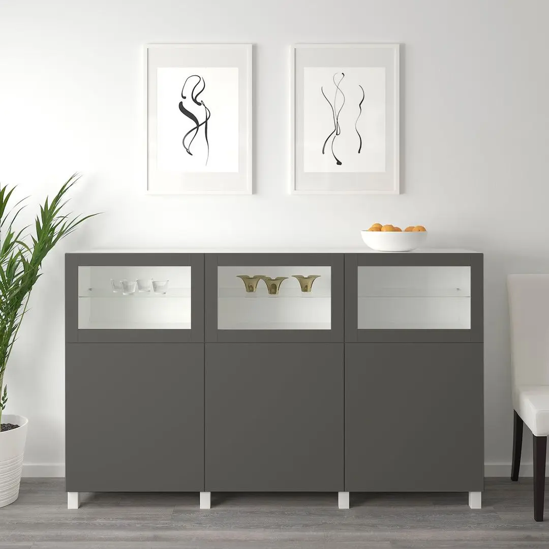 Буфет Ikea Besta/Lappviken/Sindvik с дверцами 180x42x112 (Темно-Серый)