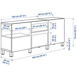 Bufet Ikea Besta/Lappviken/Sindvik/Stubbarp balamale cu inchidere lina 180x42x74 (Alb/Gri-inchis) Thumb
