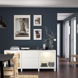 Bufet Ikea Besta/Lappviken/Sindvik/Stubbarp sertare/sticla 180x42x74 (Alb) Thumb