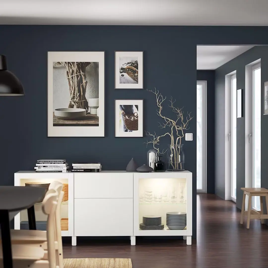 Bufet Ikea Besta/Lappviken/Sindvik/Stubbarp sertare/sticla 180x42x74 (Alb) - 3
