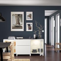 Bufet Ikea Besta/Lappviken/Sindvik/Stubbarp sertare/sticla 180x42x74 (Alb) Thumb