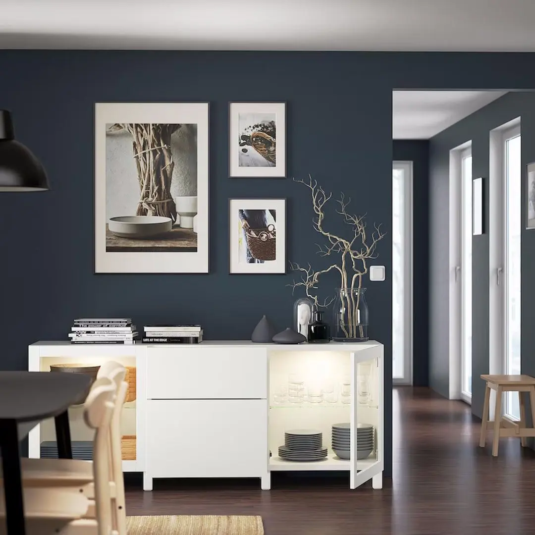 Bufet Ikea Besta/Lappviken/Sindvik/Stubbarp sertare/sticla 180x42x74 (Alb) - 4