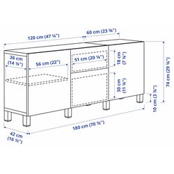Bufet Ikea Besta/Lappviken/Sindvik/Stubbarp sertare/sticla 180x42x74 (Alb) Thumb