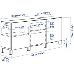 Bufet Ikea Besta/Lappviken/Stubbarp/Fallsvik glisiera sertar cu sistem apasare 180x42x74 (Alb/Antracit) Thumb