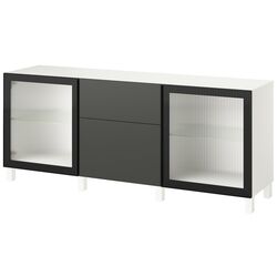 Bufet Ikea Besta/Lappviken/Stubbarp/Fallsvik glisiera sertar cu sistem apasare 180x42x74 (Alb/Antracit) Thumb