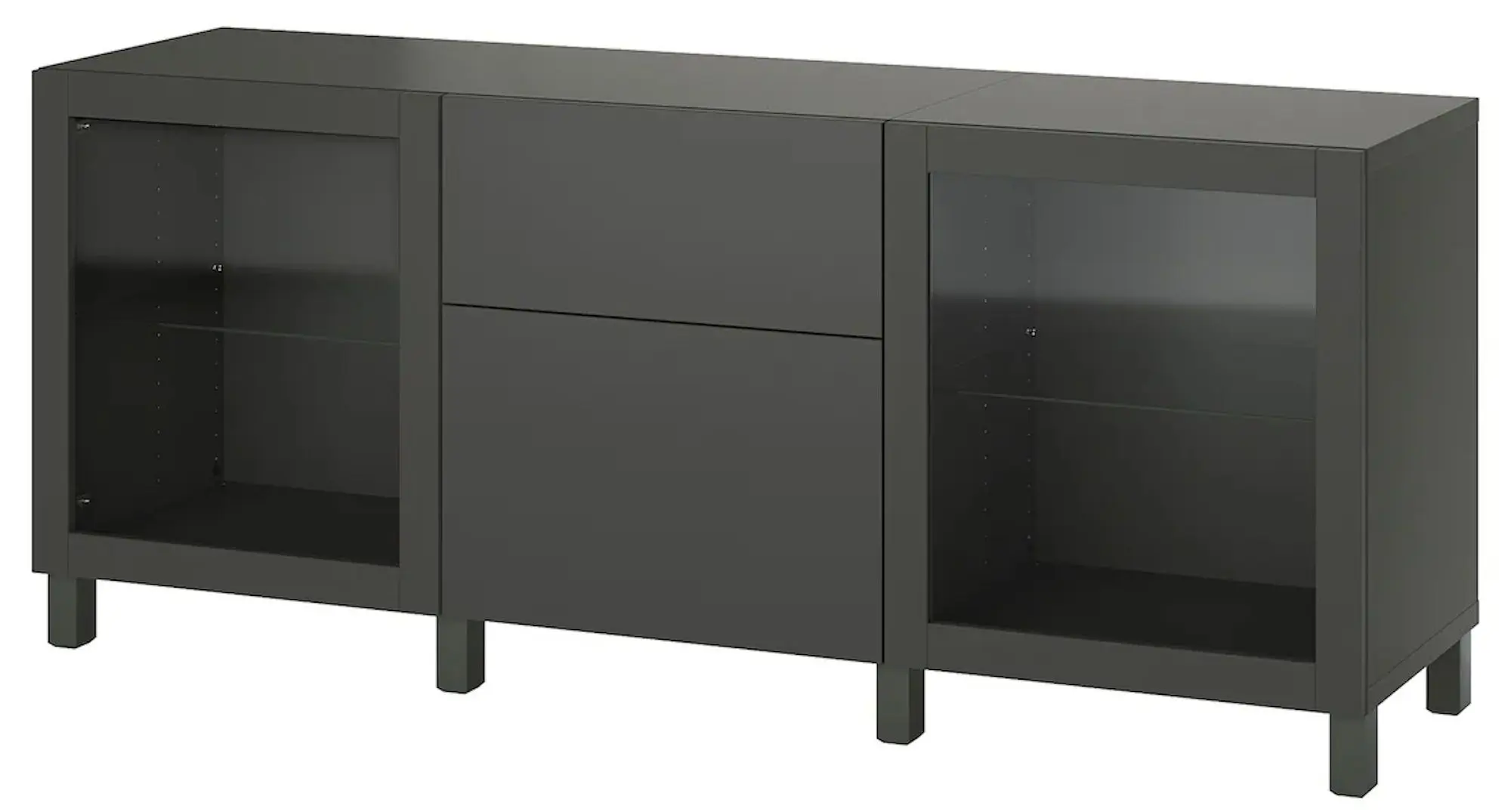 Буфет Ikea Besta/Sindvik/Stubbarp ящики/плавно-закрывающиеся направляющие 180x42x74 (Темно-Серый) - 2