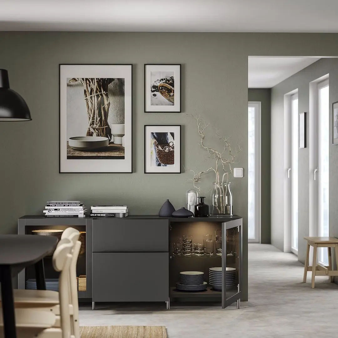 Буфет Ikea Besta/Sindvik/Stubbarp ящики/плавно-закрывающиеся направляющие 180x42x74 (Темно-Серый) - 3