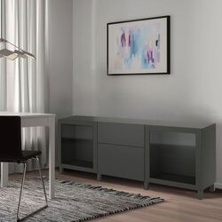 Буфет Ikea Besta/Sindvik/Stubbarp ящики/плавно-закрывающиеся направляющие 180x42x74 (Темно-Серый)