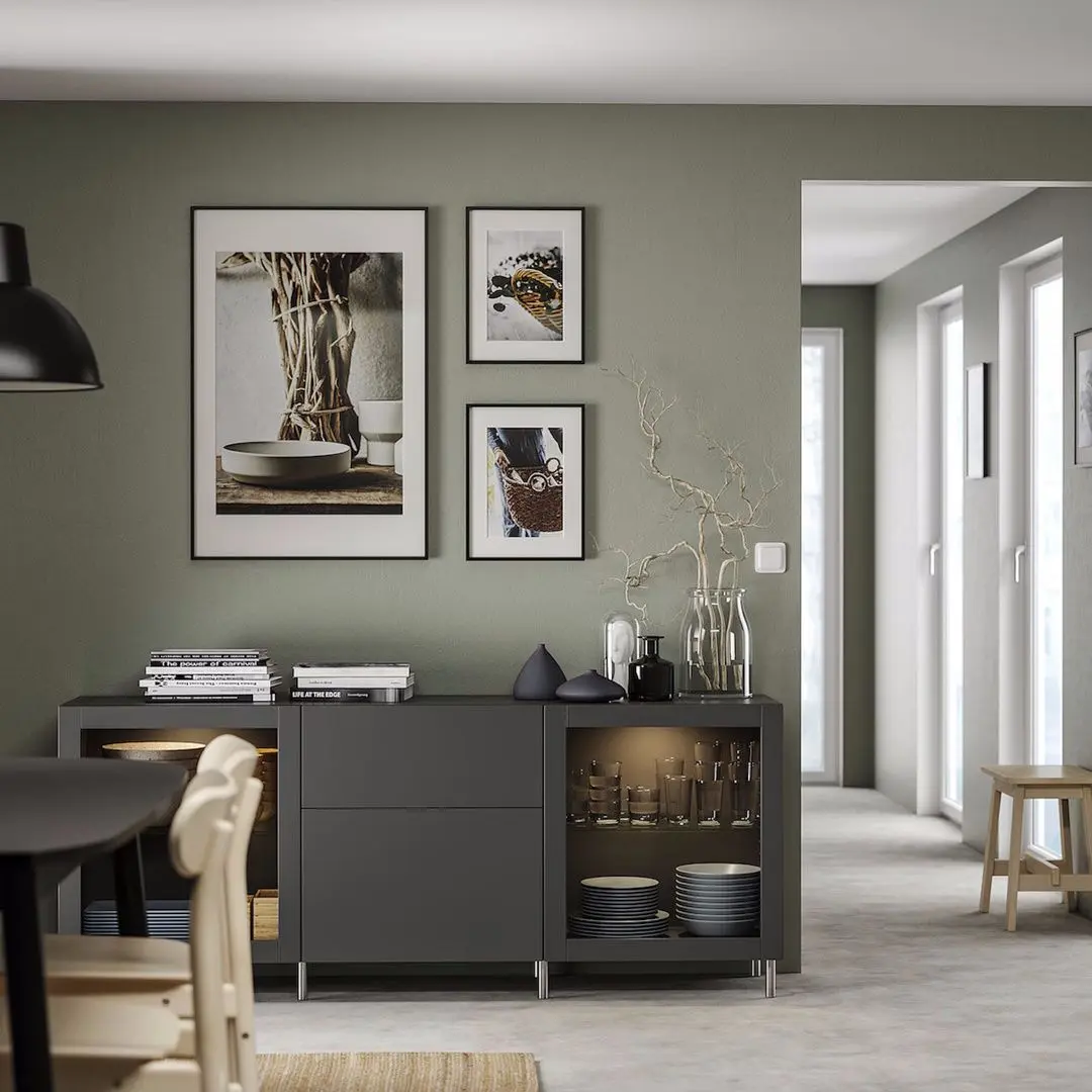 Буфет Ikea Besta/Sindvik/Stubbarp ящики/плавно-закрывающиеся направляющие 180x42x74 (Темно-Серый) - 4